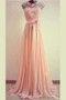 Pink A Line Sweep Train Sheer Neck Sleeveless Appliques Prom Dress,Bridemaid Dress P87