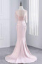 Pink Sheath Sweep Train Sheer Neck 3/4 Sleeve Sheer Back Appliques Prom Dress,Formal Dress P106