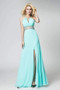 Mint A Line Floor Length Halter Sleeveless Open Back Side Slit Prom Dress,Party Dress P523