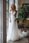 Off Shoulder Sweetheart Tulle Lace Appliques Sweep Train Wedding Dresses W561
