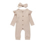 Baby Spring Autumn Clothing Newborn Baby Girl Boy Ribbed Clothes Knitted Cotton Romper Jumpsuit Solid 2PCS Outfits