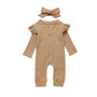 Baby Spring Autumn Clothing Newborn Baby Girl Boy Ribbed Clothes Knitted Cotton Romper Jumpsuit Solid 2PCS Outfits