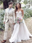 Simple Sweetheart Sleeveless A Line Lace Wedding Dress with Sweep Train W527