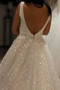 Sparkly Bridal Gowns V Neck Backless Wedding Dresses with Sequins W503