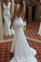 Elegant V Neck Backless Mermaid Lace Appliques Wedding Dress Sweep Train W488