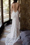 Illusion Sheath Mermaid V Neck Appliques Wedding Dress with Beading W479