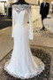 Chic Off the Shoulder Long Sleeves Lace Appliques Sweep Train Wedding Dresses W452