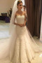 Elegant Lace Appliques Mermaid Sweetheart With Beading Court Train Wedding Dress W409