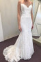 Simple Sweetheart Sleeveless Spaghetti Straps Satin Lace Mermaid Wedding Dress W403