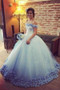Gorgeous Off the Shoulder Tulle Ball Gown Long Wedding Dresses W373