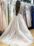 Charming Long Tulle Sleeveless Appliques Wedding Dress Prom Dress OMW52