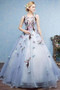 Ball Gown Court Train Halter Sleeveless Lace Up Embroidery Prom Dress,Wedding Dress P442