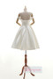 White A Line Tea Length Off Shoulder Lace Up Wedding Dress,Beach Wedding Dress W266