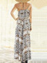 Spaghetti-neck V-neck Leopard Print Maxi Dress