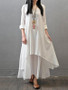 Loose Solid Color 3/4 Sleeve Round Neck Maxi Dress