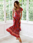 Bohemia V-neck Printed Beach Maxi Dresses