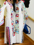 Pink Blue Fairy Sleeves Embroidered Maxi Dress
