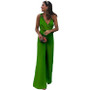 Summer Elegant Sleeveless V-neck Solid Color Jumpsuit