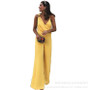 Summer Elegant Sleeveless V-neck Solid Color Jumpsuit