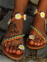 Summer Beach Flower Flat Sandals For Women