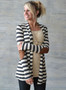 Striped Long Sleeve Open front Cardigan