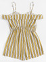 Summer Spaghetti Strap Stripe Short Jumpsuit Rompers