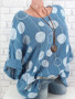 Summer Polka Dot Round-Neck Batwing Sleeve Top