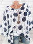 Summer Polka Dot Round-Neck Batwing Sleeve Top
