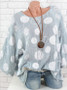 Summer Polka Dot Round-Neck Batwing Sleeve Top