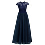 Three Solid Colors Lace Chiffon Maxi Dress Evening Party Dress