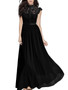 Three Solid Colors Lace Chiffon Maxi Dress Evening Party Dress