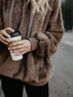 Winter Fleece Long-sleeved Solid Color Hoodie Tops