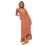 New Holiday Wind Sling V-neck Ruffled Wave Dot Print Bohemian Maxi Dress Long Skirt