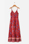 Sling Long Dress Bohemian Retro Print Holiday Wind V-neck Dress