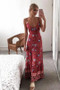 Sling Long Dress Bohemian Retro Print Holiday Wind V-neck Dress