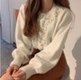 flower embroidery knitted cardigans korean chic single breasted long sleeve sweaters sweet o neck soft jackets