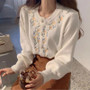 flower embroidery knitted cardigans korean chic single breasted long sleeve sweaters sweet o neck soft jackets