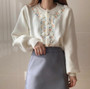 flower embroidery knitted cardigans korean chic single breasted long sleeve sweaters sweet o neck soft jackets