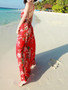 Chiffon Floral Print Backless Boho Beach Maxi Long Dress