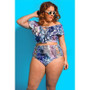 Solid Color Print Plus Size Swimsuit Bikini