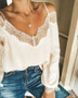 Women's casual lace blouse, v-neck off shoulder, casual, loose, outfit, new fashion summer