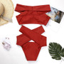 Off-The-Shoulder Bikini Cross Bandage Swimsuit Sexy Split Swimsuit