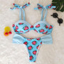 Resort Style Hang Neck Bow Color Block Bikini