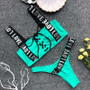 Sexy 6 Colors Spaghetti Strap Drawstring Letters Beach Bikini