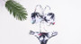 Sexy Split Bikini Braided Straps Coconut Tree Print Swimsuit