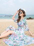 Pretty Bohemia Floral Half Sleeve Beach Maxi Dress