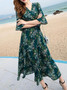 Pretty Bohemia Floral Half Sleeve Beach Maxi Dress