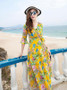 Pretty Bohemia Floral Half Sleeve Beach Maxi Dress