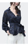 3D Floral Ladies Embroidered Blouse Lace Top Long Sleeve V-neck Elegant Office Blouses