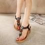 Bohemian Bead Clip Toe Elastic Wedge Heel Beach Flip Flops Sandals